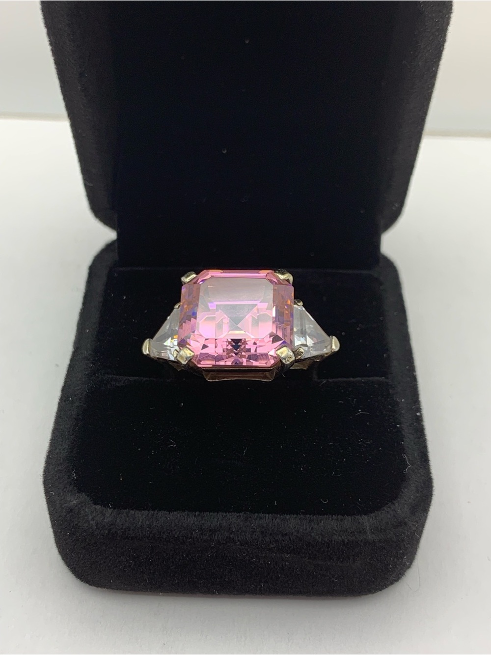Vintage Nikolas Vermeil Sterling Silver Gold Plated Pink/White Ring Size 7.5